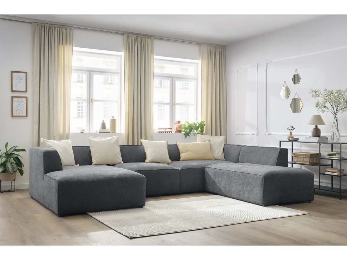 Bobochic Megeve Wohnlandschaft Strukturstoff Dunkelgrau Ecke links