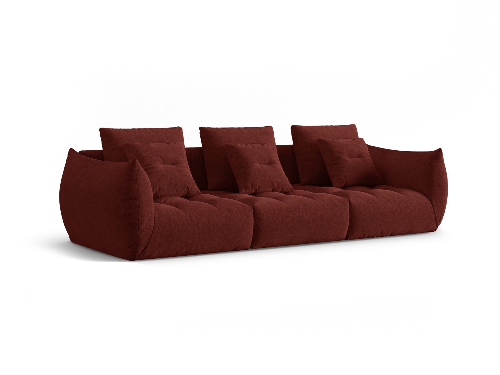 Micadoni Sofa Bloom 4-Sitzer Strukturierter Stoff Rot