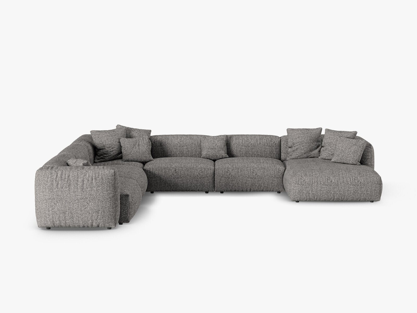 Micadoni modulares Ecksofa XL Martina 6-Sitzer 90cm Sitztiefe Links Boucle Monet Graphit