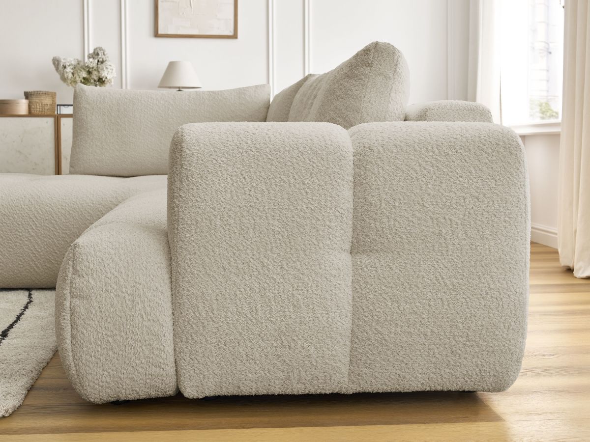 Bobochic Fuji Ecksofa mit Schlaffunktion und Bettkasten 282 × 204 cm Bouclé-Stoff Beige Ecke links