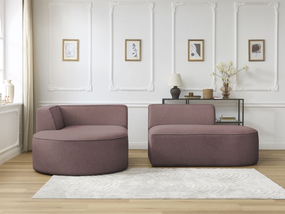 Bobochic Rousseau Ecksofa Melange-Stoff Rosa Ecke links