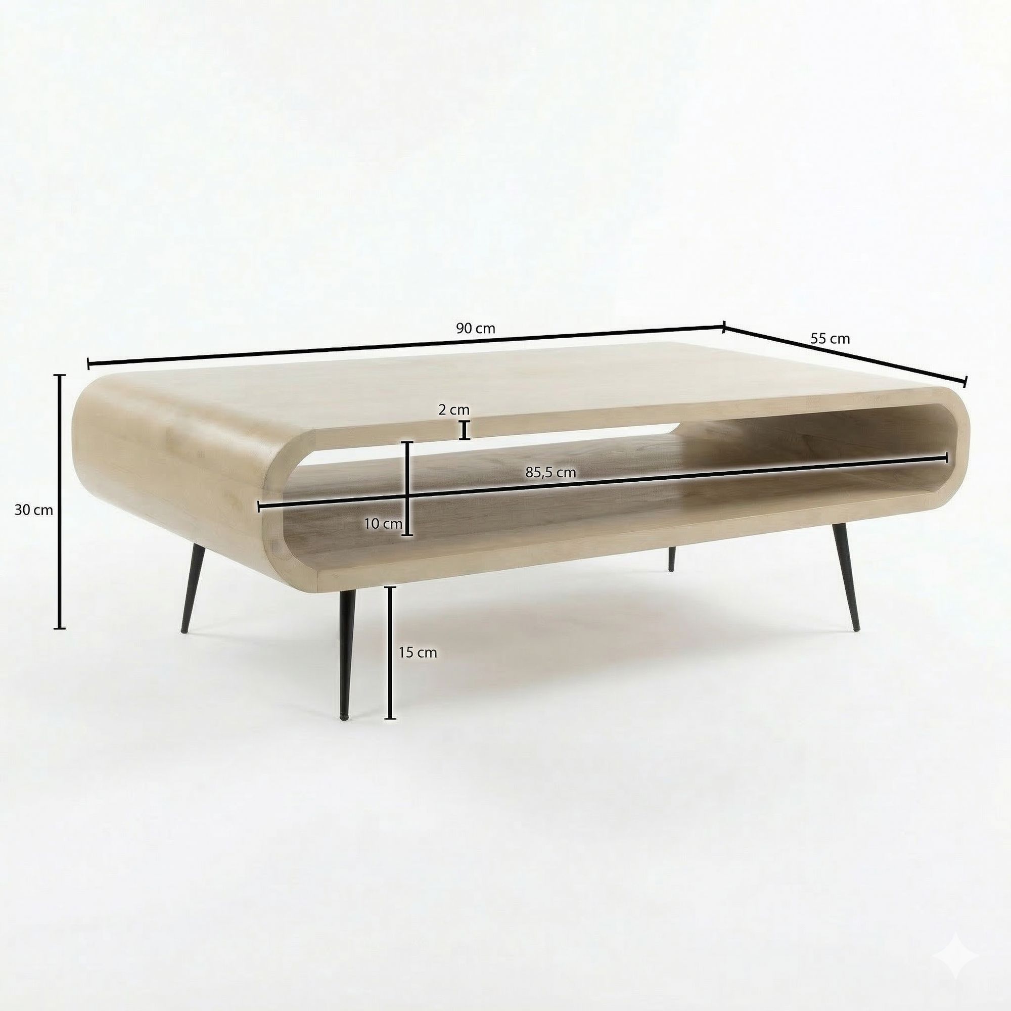 Couchtisch Ramsund Mango Massivholz Weiß 90 × 55 × 30 cm