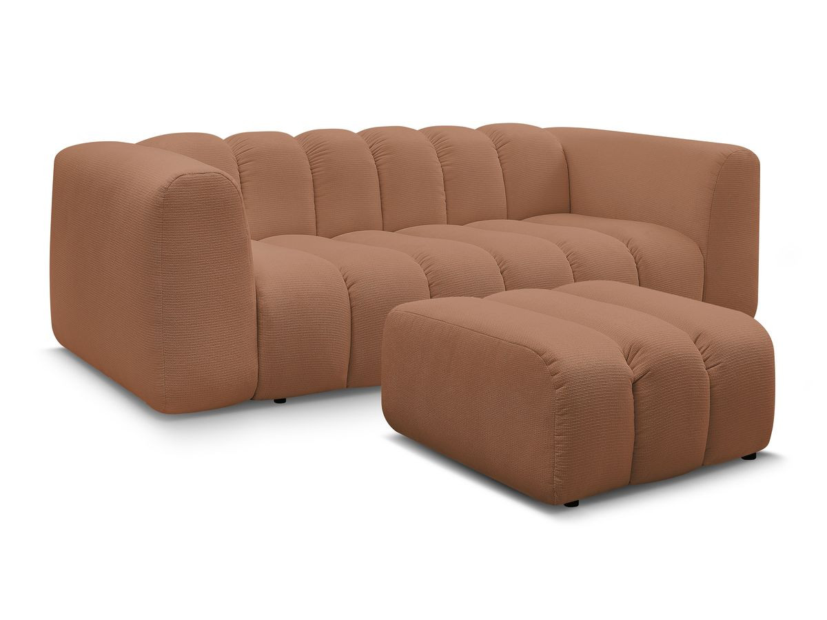 Bobochic Talia Sofa 3-Sitzer mit Pouf Melange-Stoff Orange