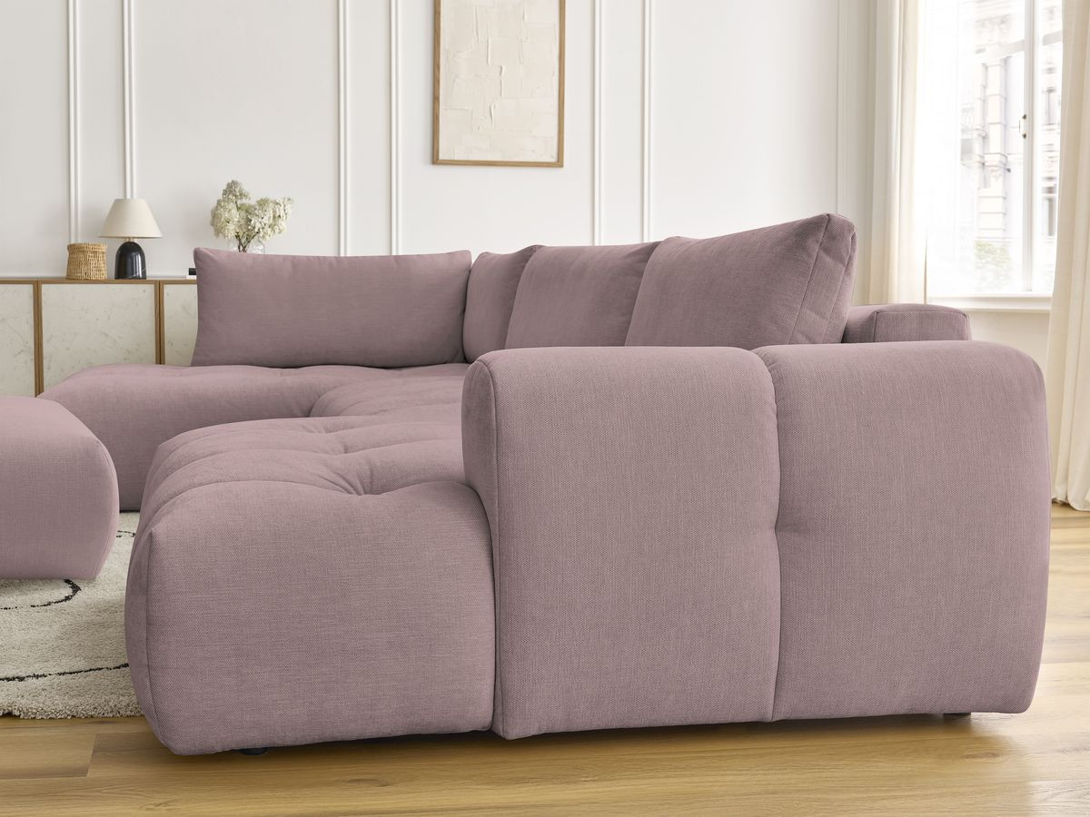 Bobochic Fuji Wohnlandschaft mit Pouf Stoff Rosa Ecke rechts