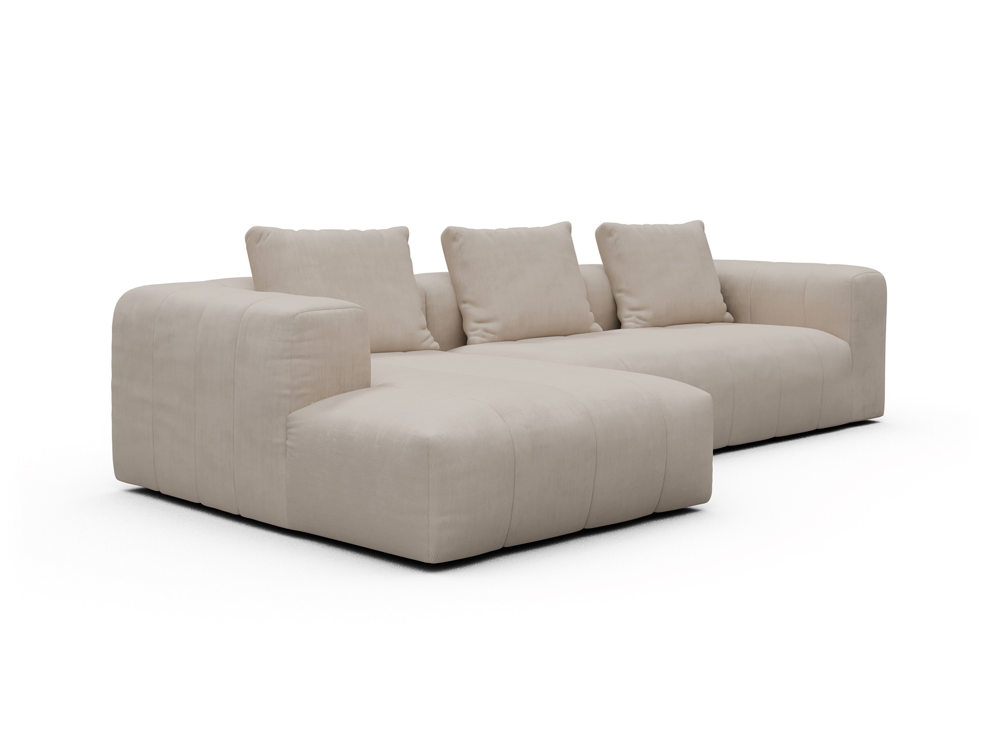 Hugo 2,5-Sitzer Armlehne rechts mit Chaiselongue Cordufine-Off-White moebelfaktor