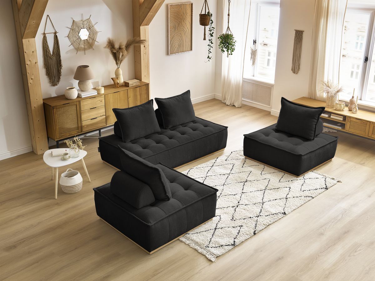 Bobochic Elisa Ecksofa Strukturstoff Schwarz