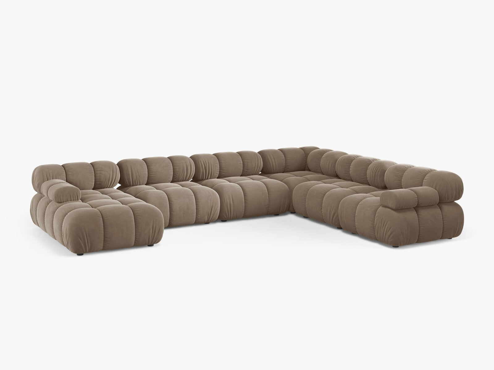 Micadoni Modulares Panorama Ecksofa Bellis 8-Sitzer Rechts Samt Bluvel Cappuccino