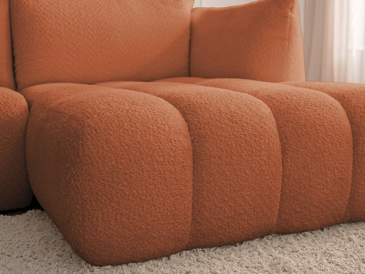 Bobochic Azra Ecksofa mit Pouf 319 × 178 cm Bouclé-Stoff Orange Ecke rechts