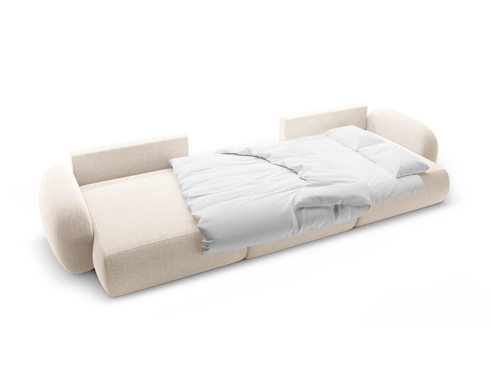 Cosmopolitan Design Panoramasofa Tonale 5-Sitzer mit Schlaffunktion und Bettkasten Chenille Eden Helles Beige