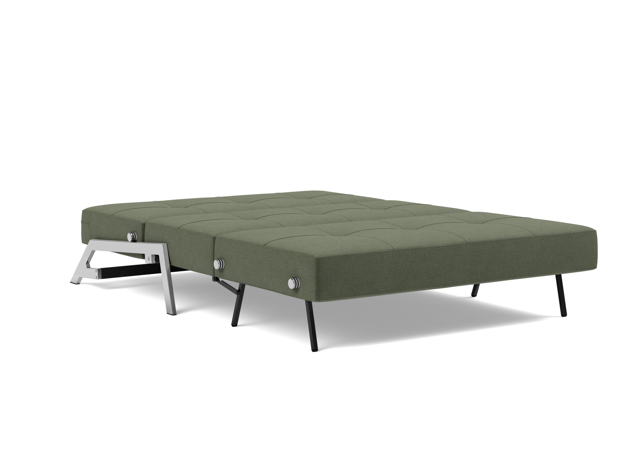Schlafsofa Cubed 140 Chenille Esina 413-Olive-Green Beine Chrom