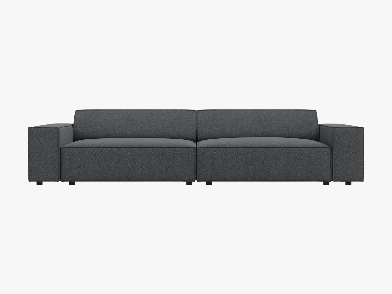 Micadoni Sofa Jodie 4-Sitzer Strukturierter Stoff Megan Dunkelgrau