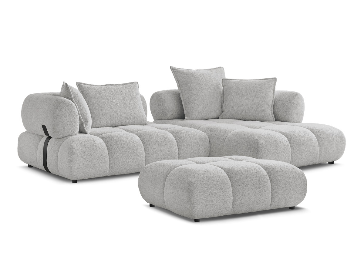 Bobochic Alya Ecksofa mit Pouf Bouclé-Stoff Hellgrau Ecke rechts