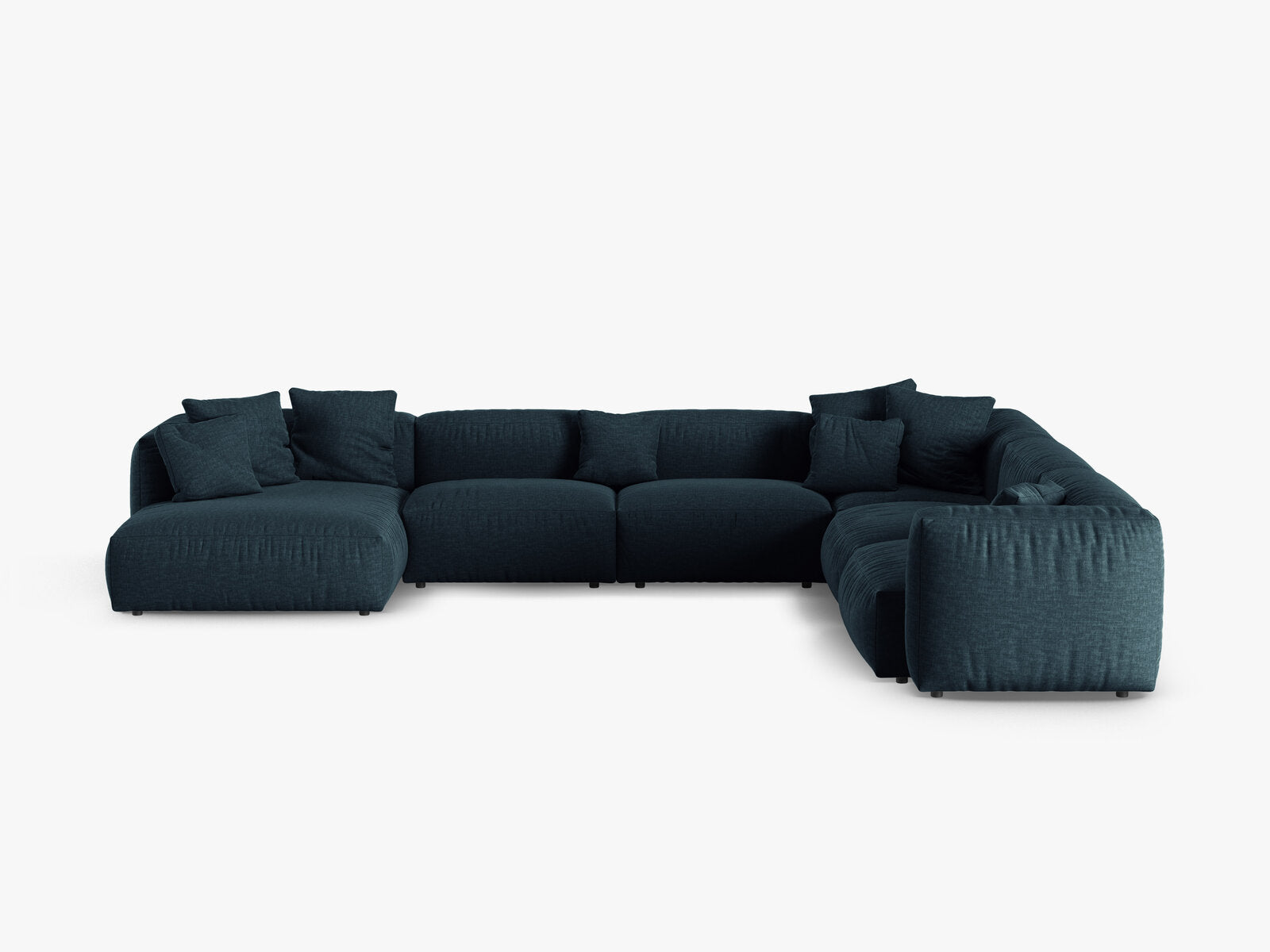 Micadoni modulares Ecksofa XL Martina 6-Sitzer 90cm Sitztiefe Rechts Strukturierter Stoff Boston Jeansblau