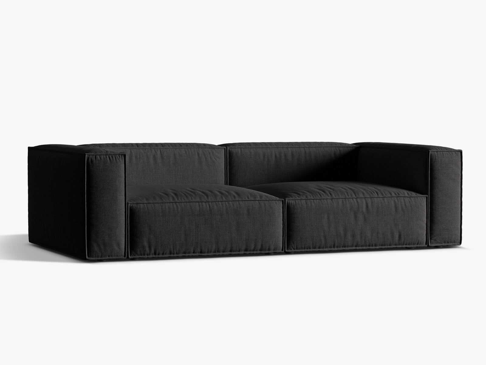Micadoni Sofa Nuria 5-Sitzer Strukturierter Stoff Schwarz