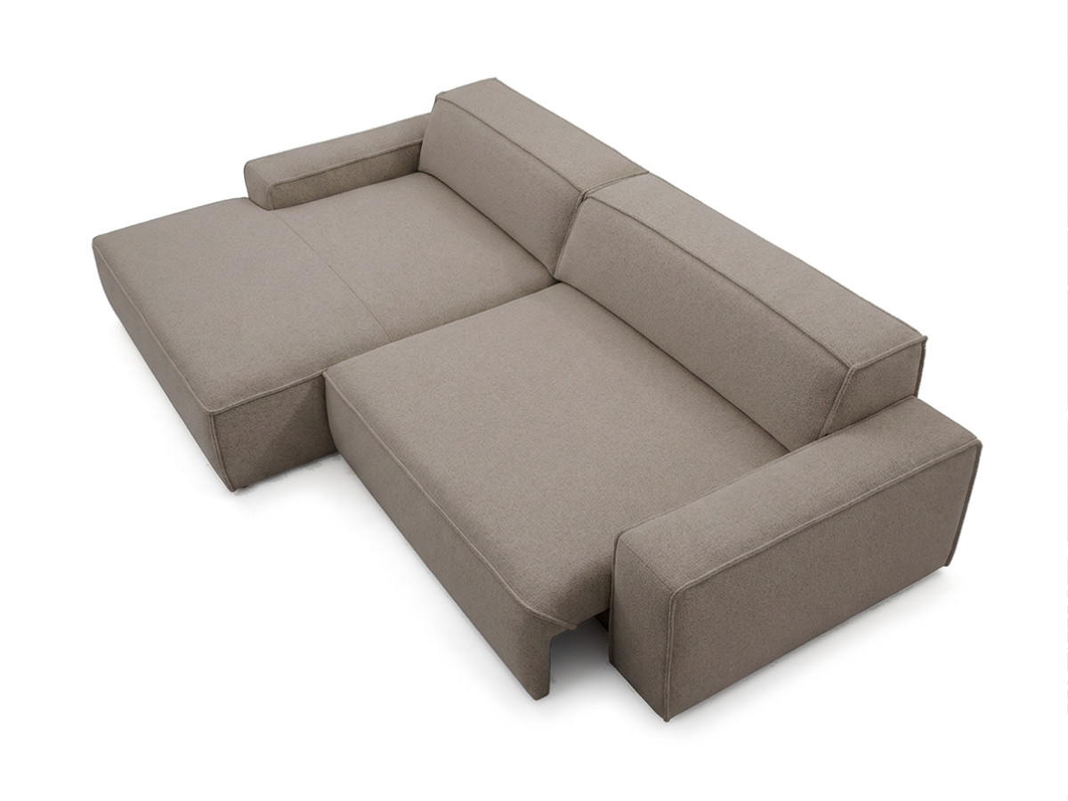 Bobochic Abel Ecksofa mit Schlaffunktion Melange-Stoff Taupe Ecke links