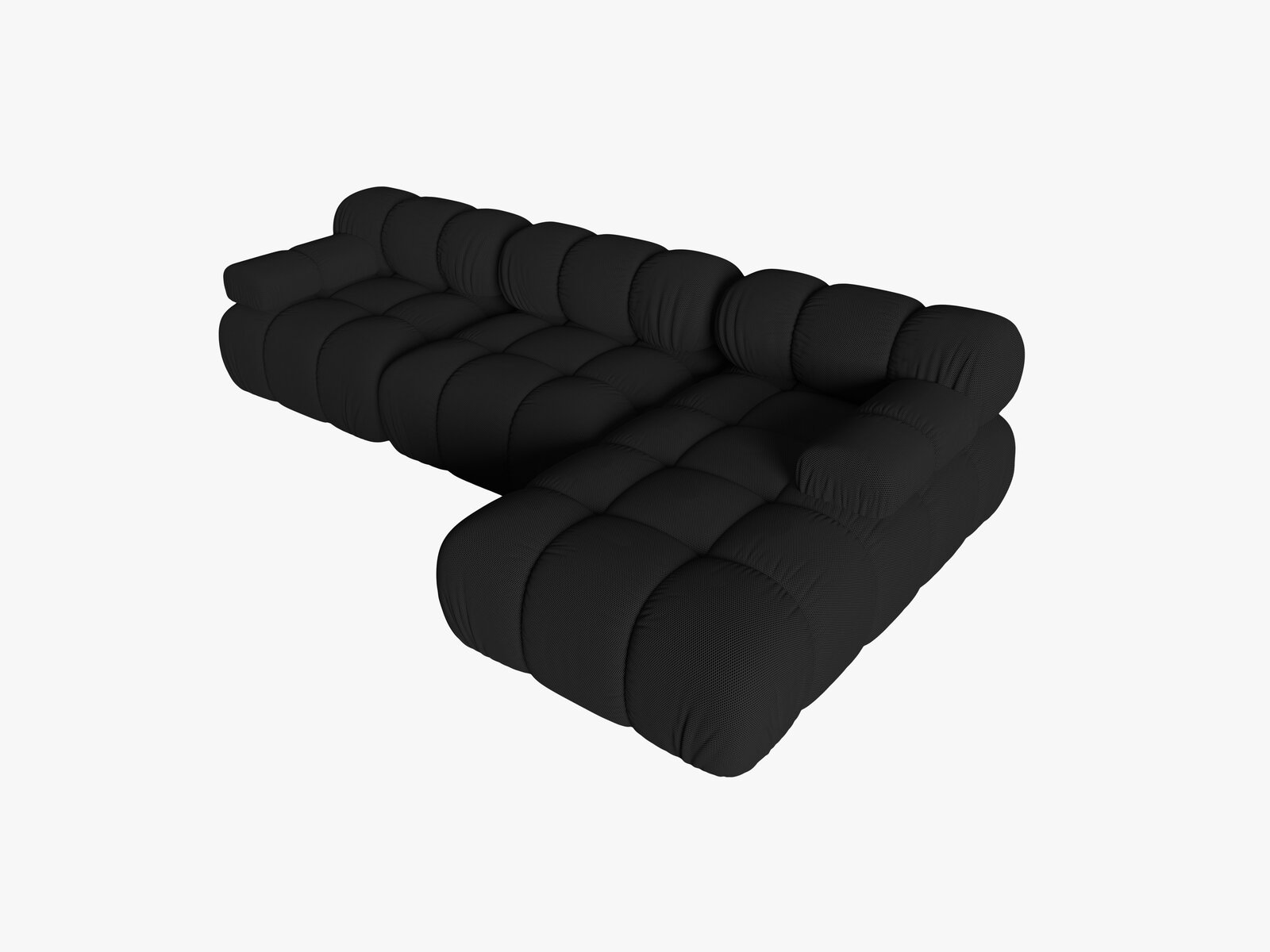 Micadoni Modulares Ecksofa Bellis 4-Sitzer Rechts 3D-Stoff Sonic Schwarz