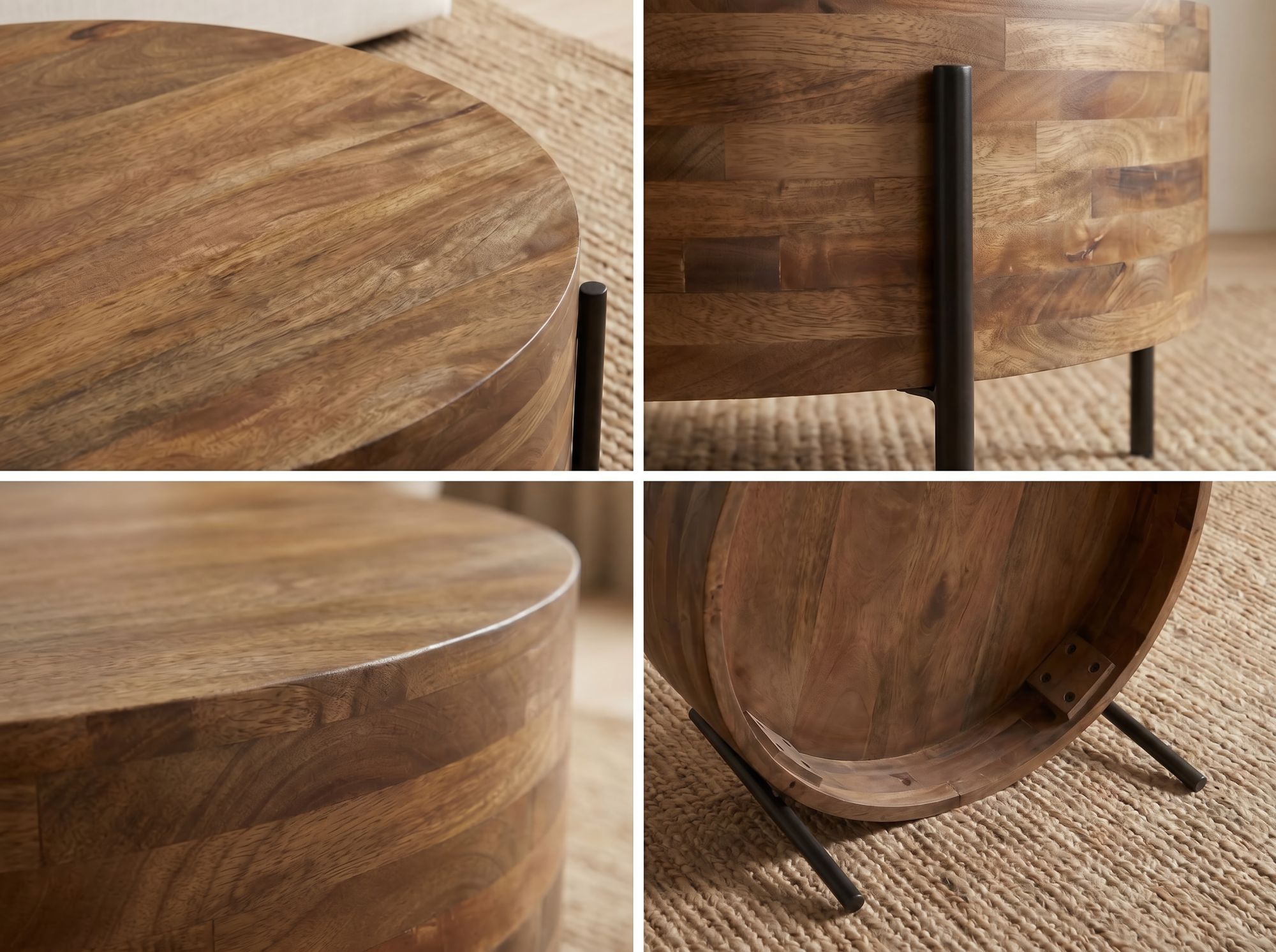 Couchtisch Stadlandet Massivholz Mango Ø 70 × H 36 cm