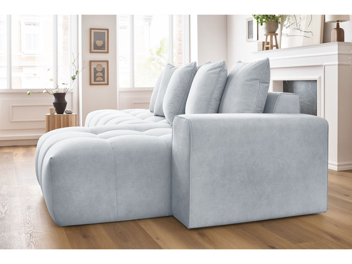 Bobochic Mont-blanc Ecksofa Samt Hellgrau Ecke rechts