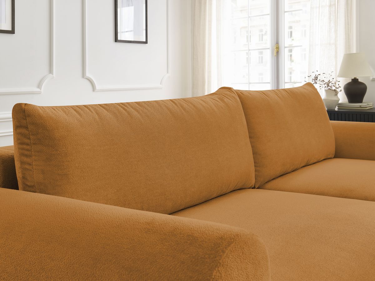Bobochic Lucien Ecksofa mit Schlaffunktion und Bettkasten 314 × 167 cm Stoff Gelb Ecke rechts