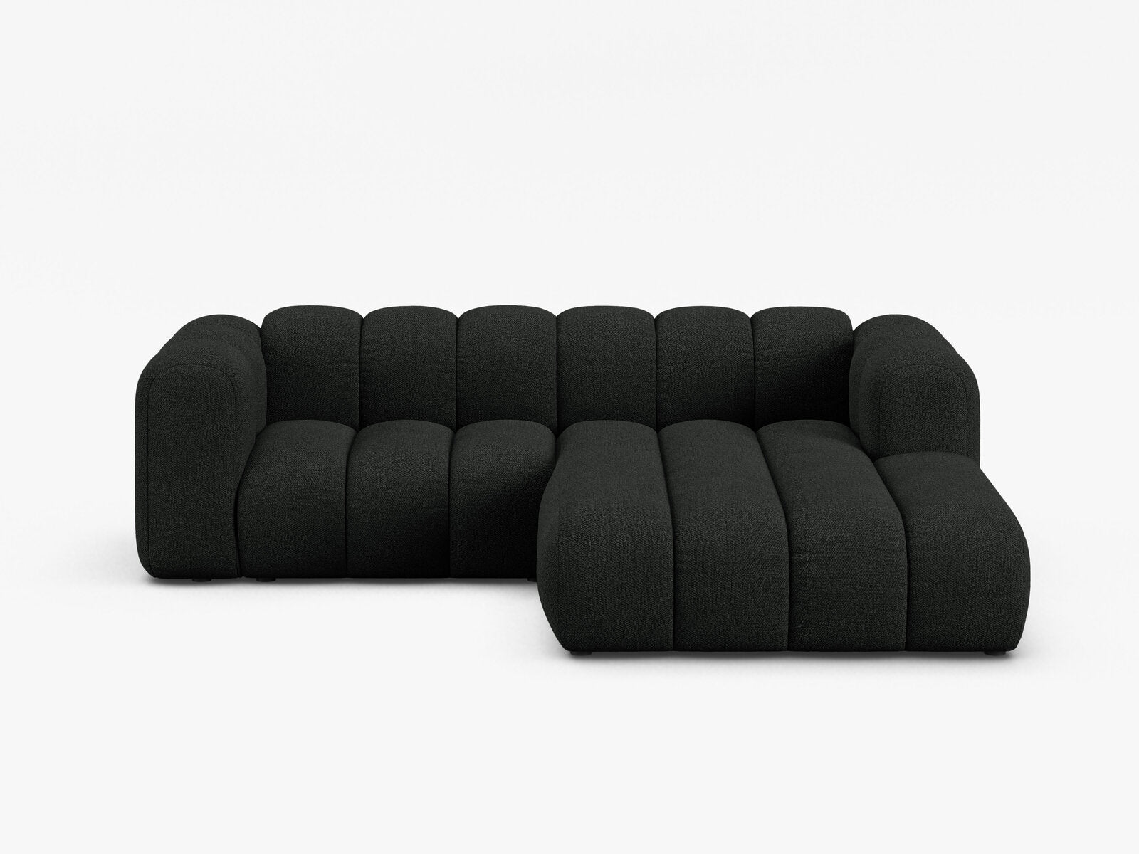 Micadoni Modulares Ecksofa Lupine 3-Sitzer Rechts Boucle Baloo Schwarz