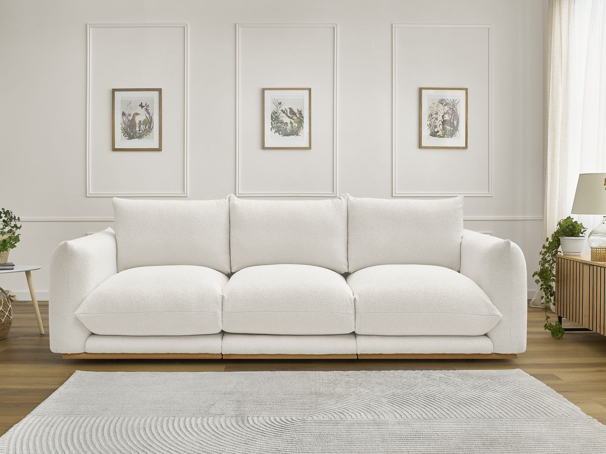 Bobochic Ernest Sofa 3-Sitzer 266 × 106 cm Bouclé-Stoff Weiß