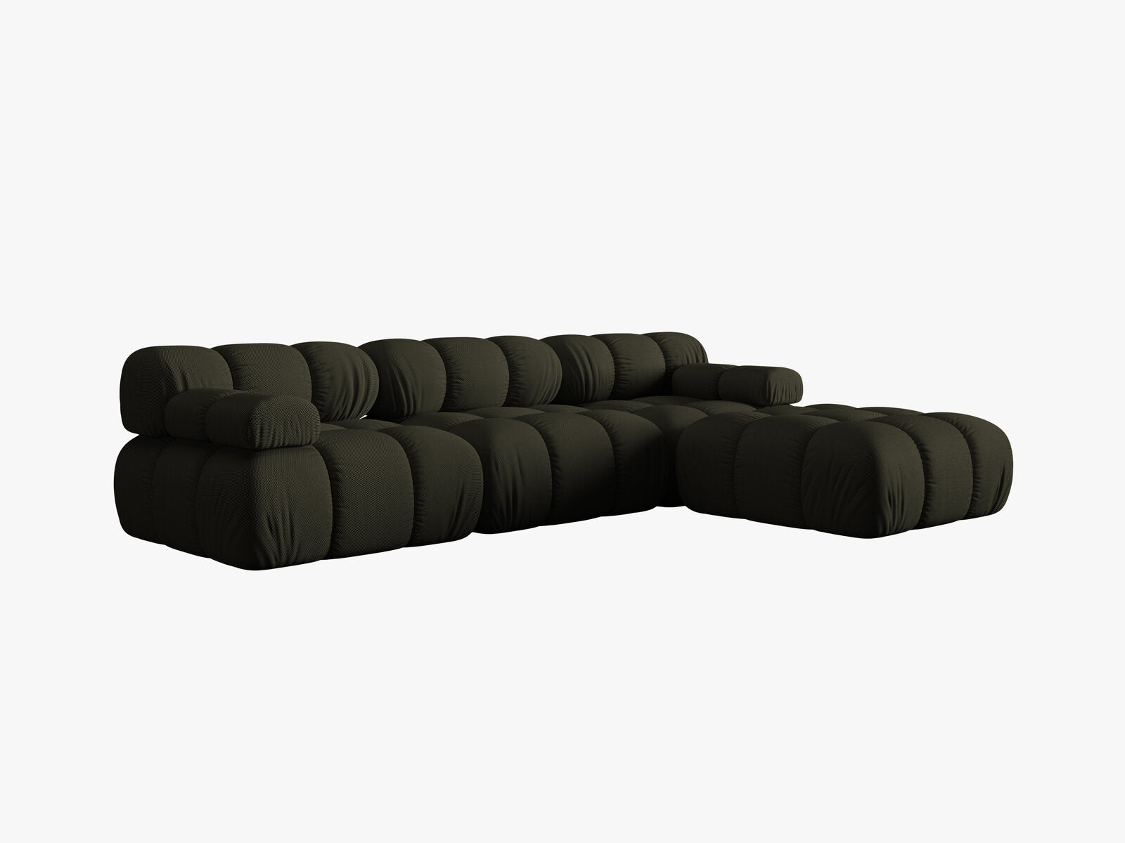 Micadoni Modulares Sofa Bellis 4-Sitzer mit flachem Modul 3D-Stoff Sonic Amazonas Grün