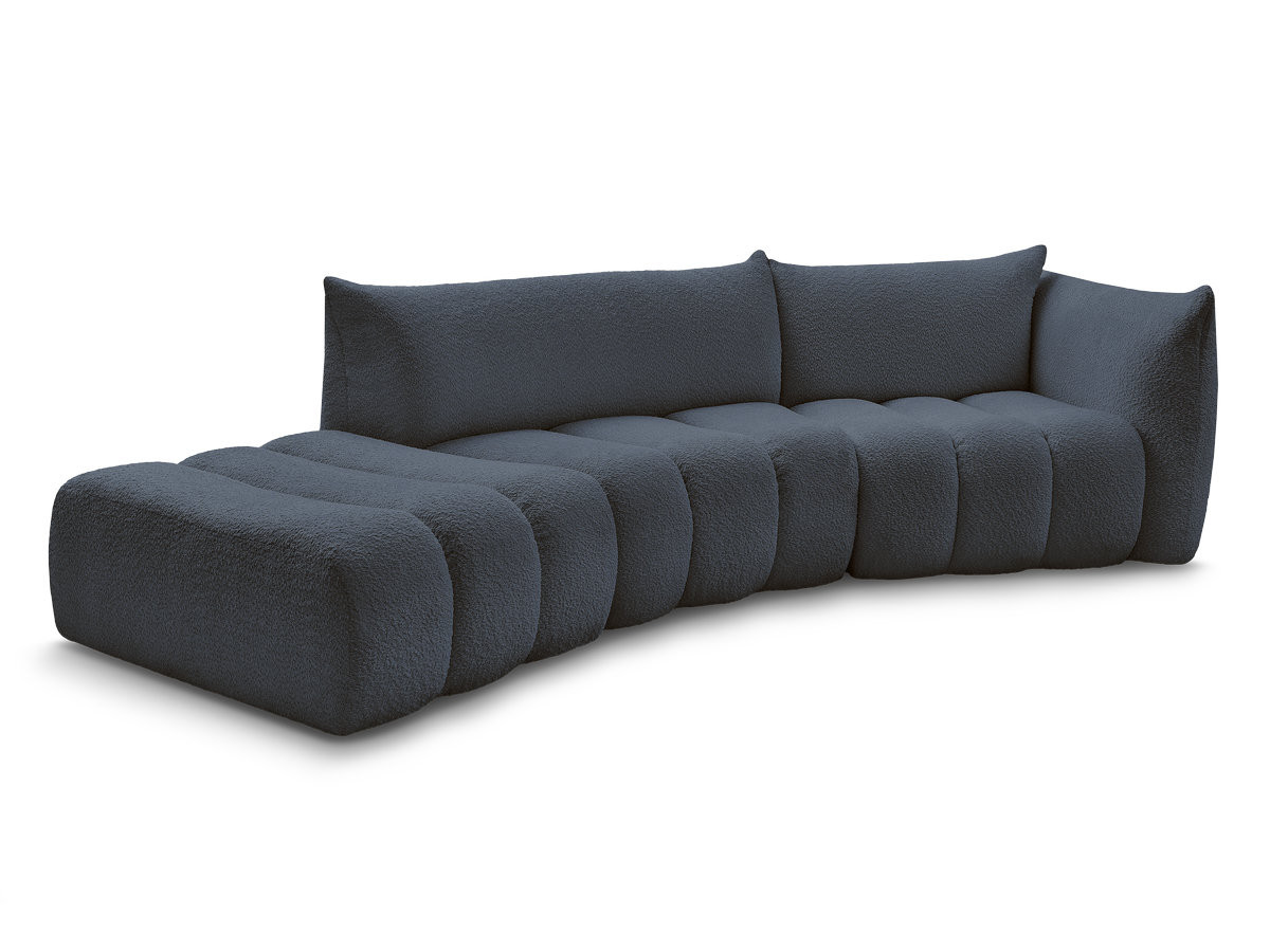 Bobochic Azra Ecksofa 325 × 112 cm Bouclé-Stoff Dunkelblau Ecke rechts