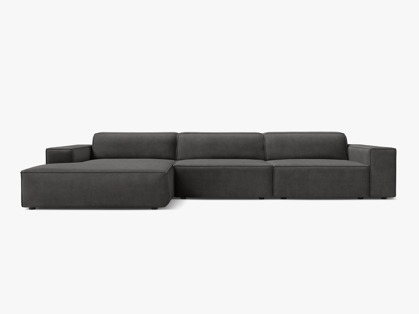 Micadoni Ecksofa Jodie 4-Sitzer Links Samt Bluvel Grau