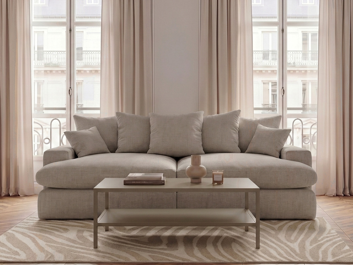 Bobochic Nevada Sofa 3-Sitzer 226 × 150 cm Stoff Beige