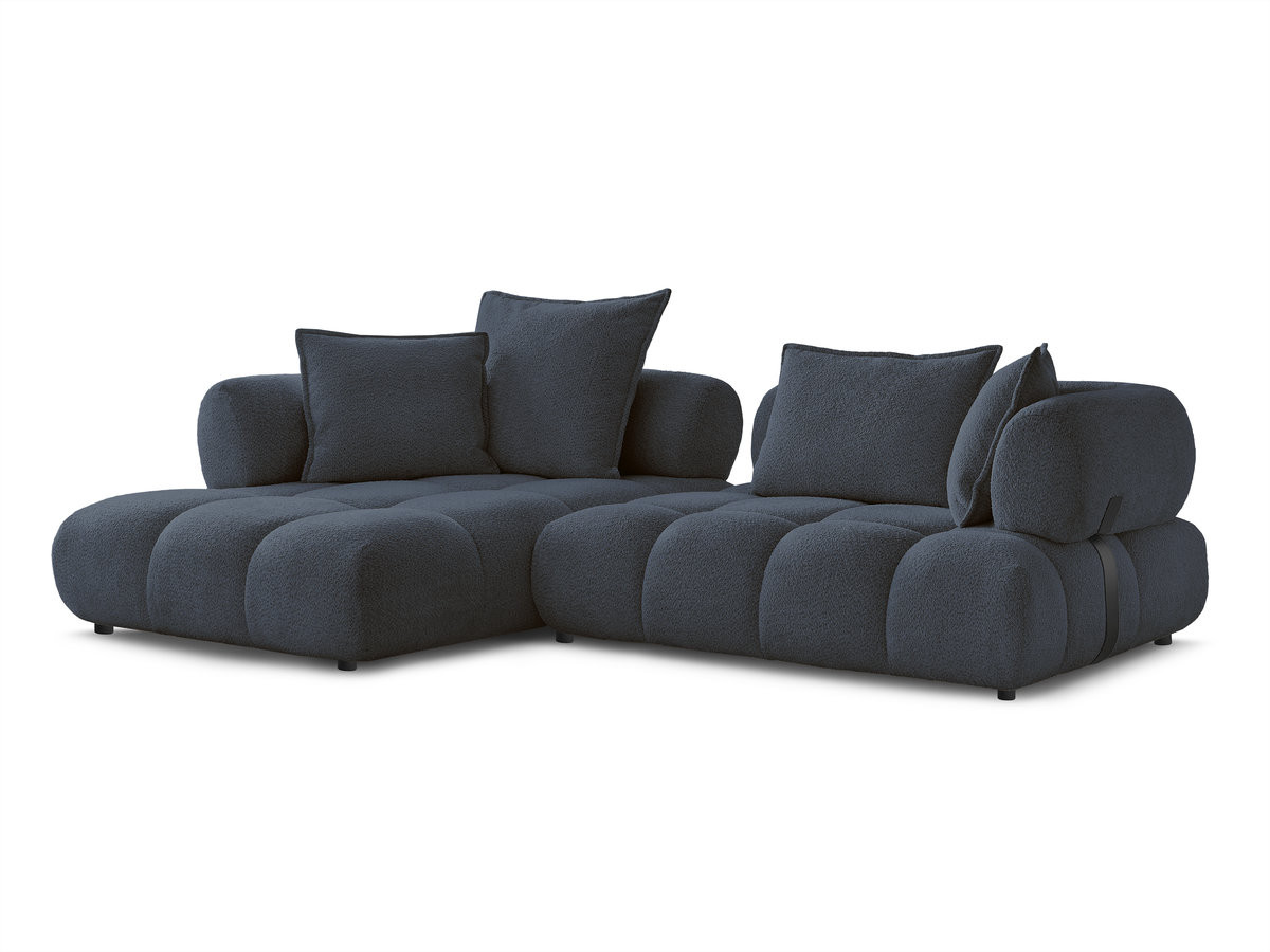 Bobochic Alya Ecksofa Bouclé-Stoff Dunkelblau Ecke links