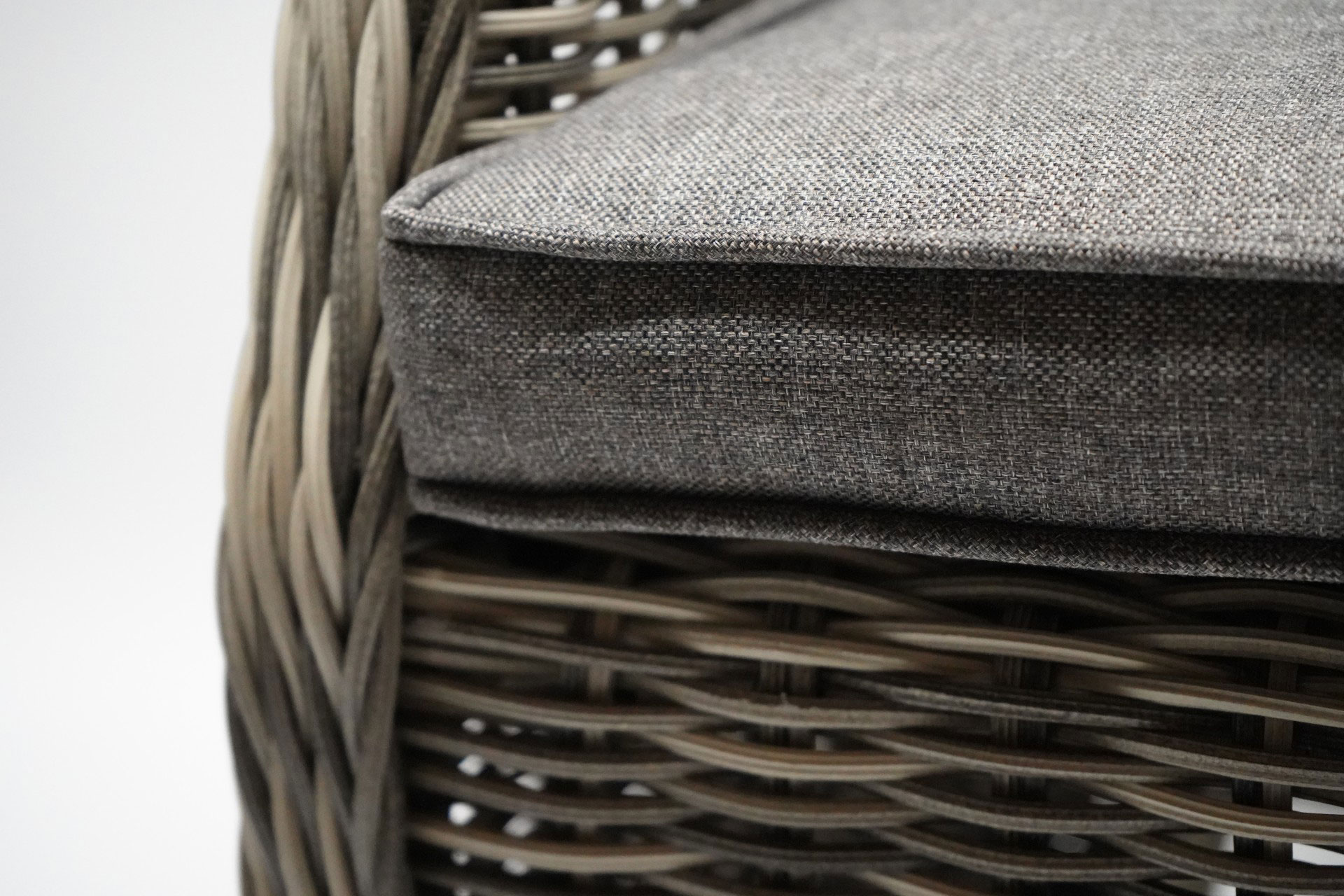 Gartensessel Set Miranda - 2er Set Polyrattan Grey Mix mit grauen Sitzkissen