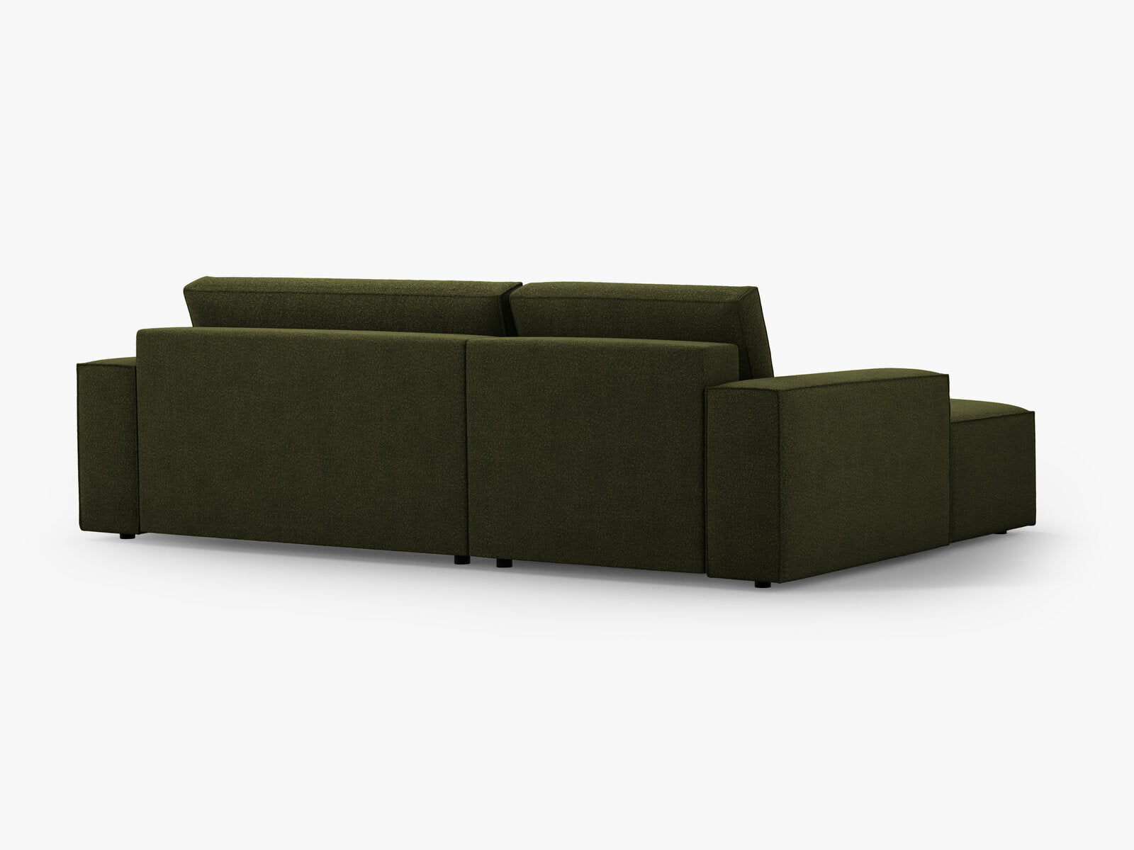 Micadoni Schlaf-Ecksofa Jodie 3-Sitzer Links Boucle Dunkel-Olivgrün