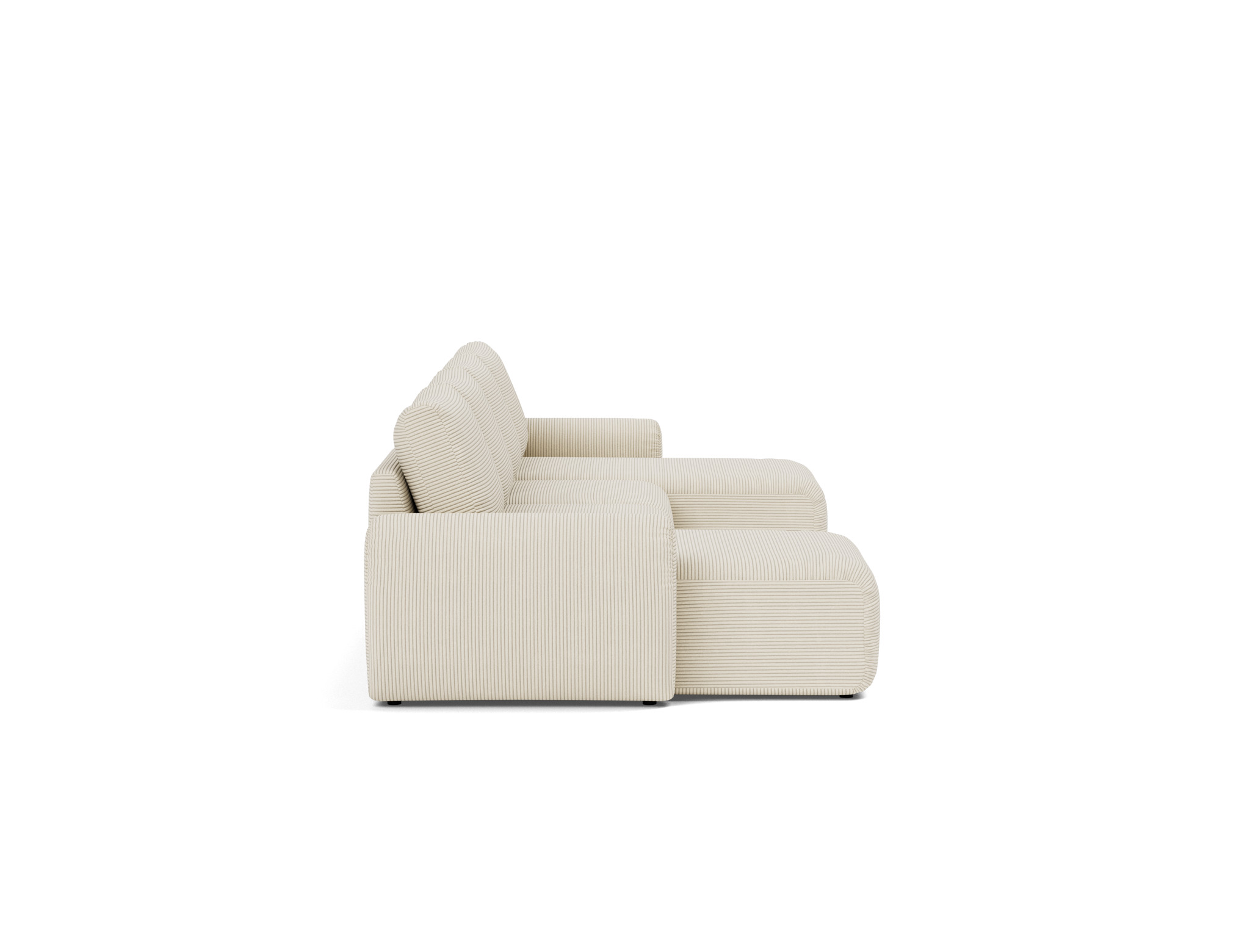 Schlafsofa Norum U-Form mit Curve-Armlehnen Kord Corduroy 594-Ivory
