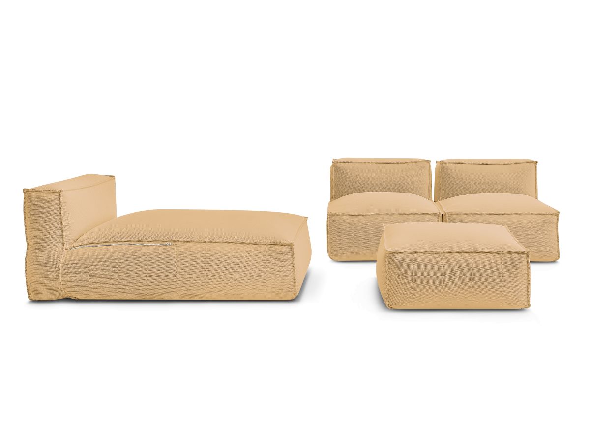 Bobochic Biarritz Gartensofa 4-Sitzer mit Pouf 252 × 168 cm Melange-Stoff Orange