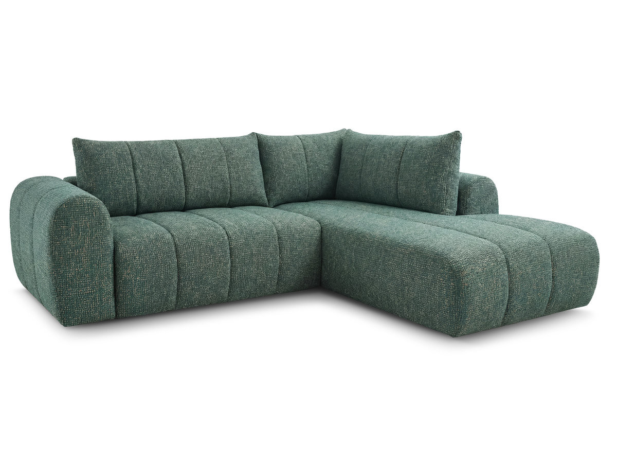 Bobochic Nesty Ecksofa in L-Form, 256 cm Melange-Stoff Dunkelgrün Ecke rechts