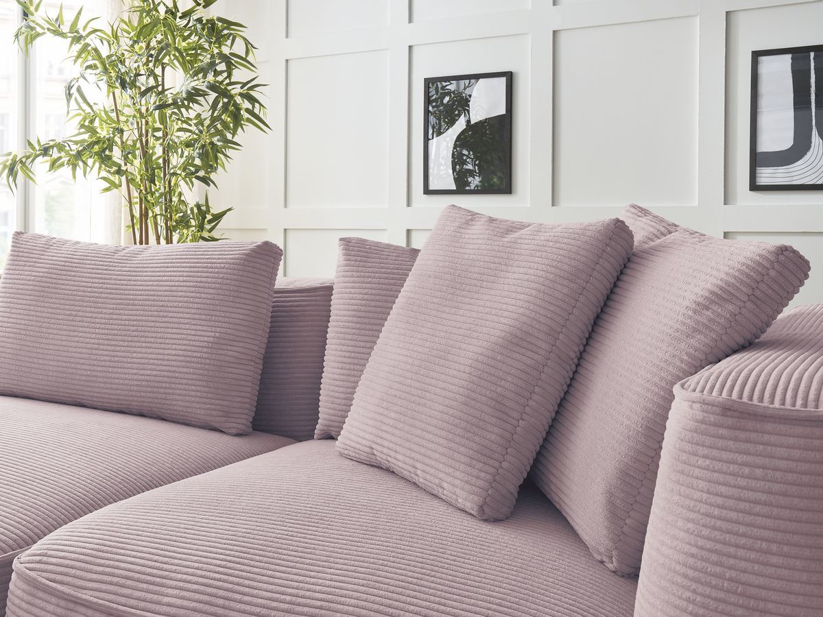 Bobochic Leopold Sofa 4-Sitzer mit Pouf Cordsamt Violett Armlehne rechts