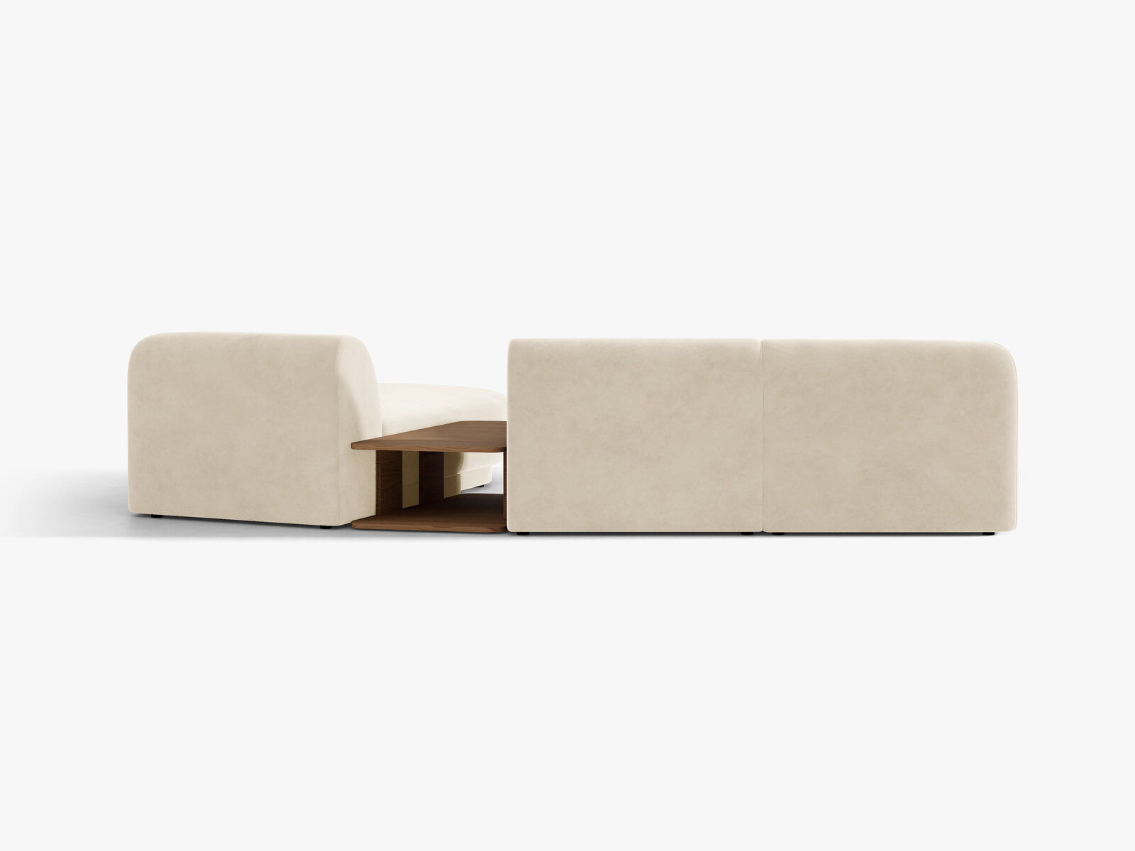 Micadoni Modulares Sofa Miley mit Recamiere 3-Sitzer Rechts Samt Venus Helles Beige