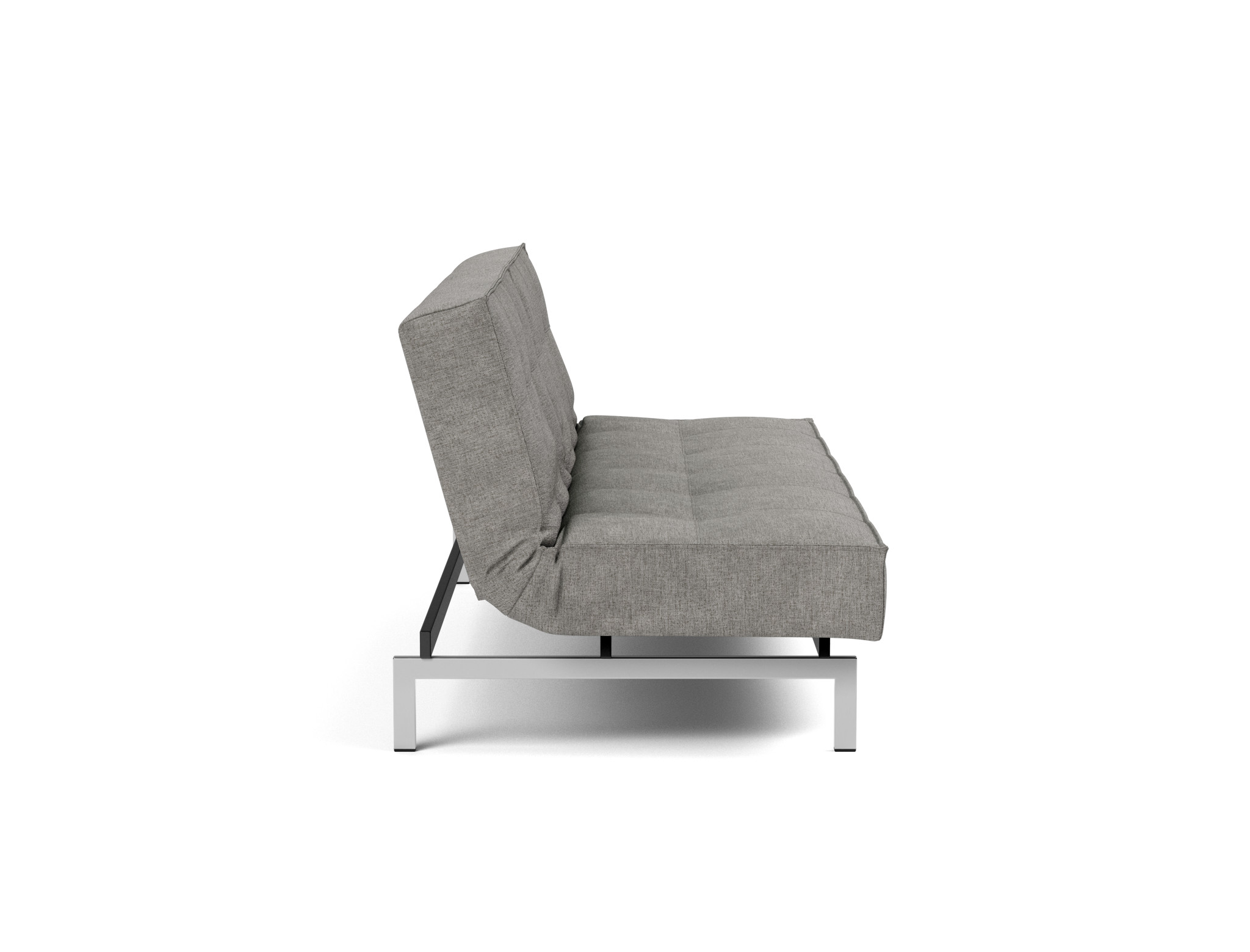 Schlafsofa Splitback Flachgewebe Avella 282-Warm-Grey Beine Chrom
