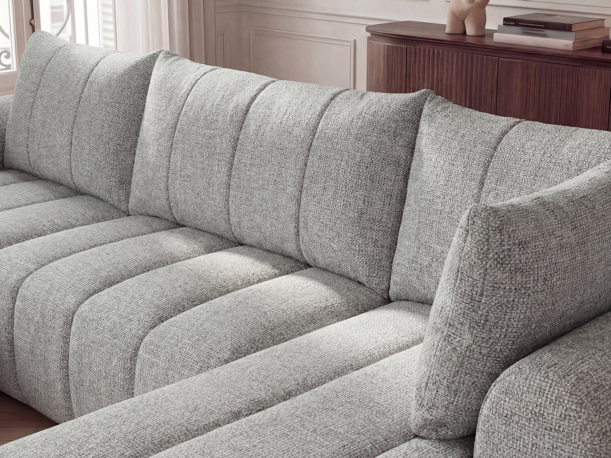 Bobochic Nesty Wohnlandschaft mit Pouf Melange-Stoff Hellgrau Ecke links
