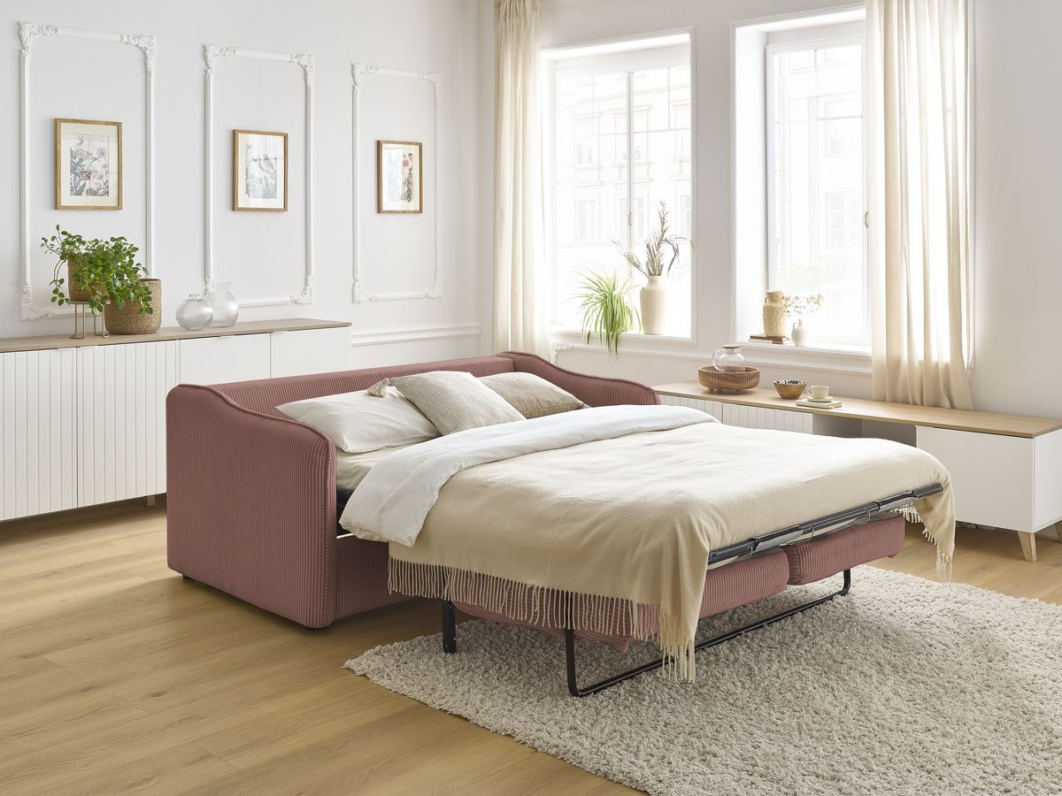 Bobochic Lenny Schlafsofa 3-Sitzer Cordsamt Rosa