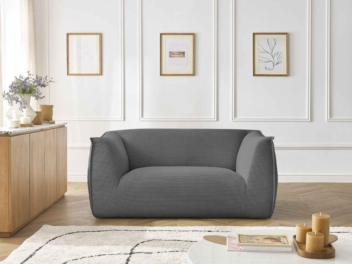 Bobochic Giorgia Sofa 2-Sitzer Cordsamt Dunkelgrau