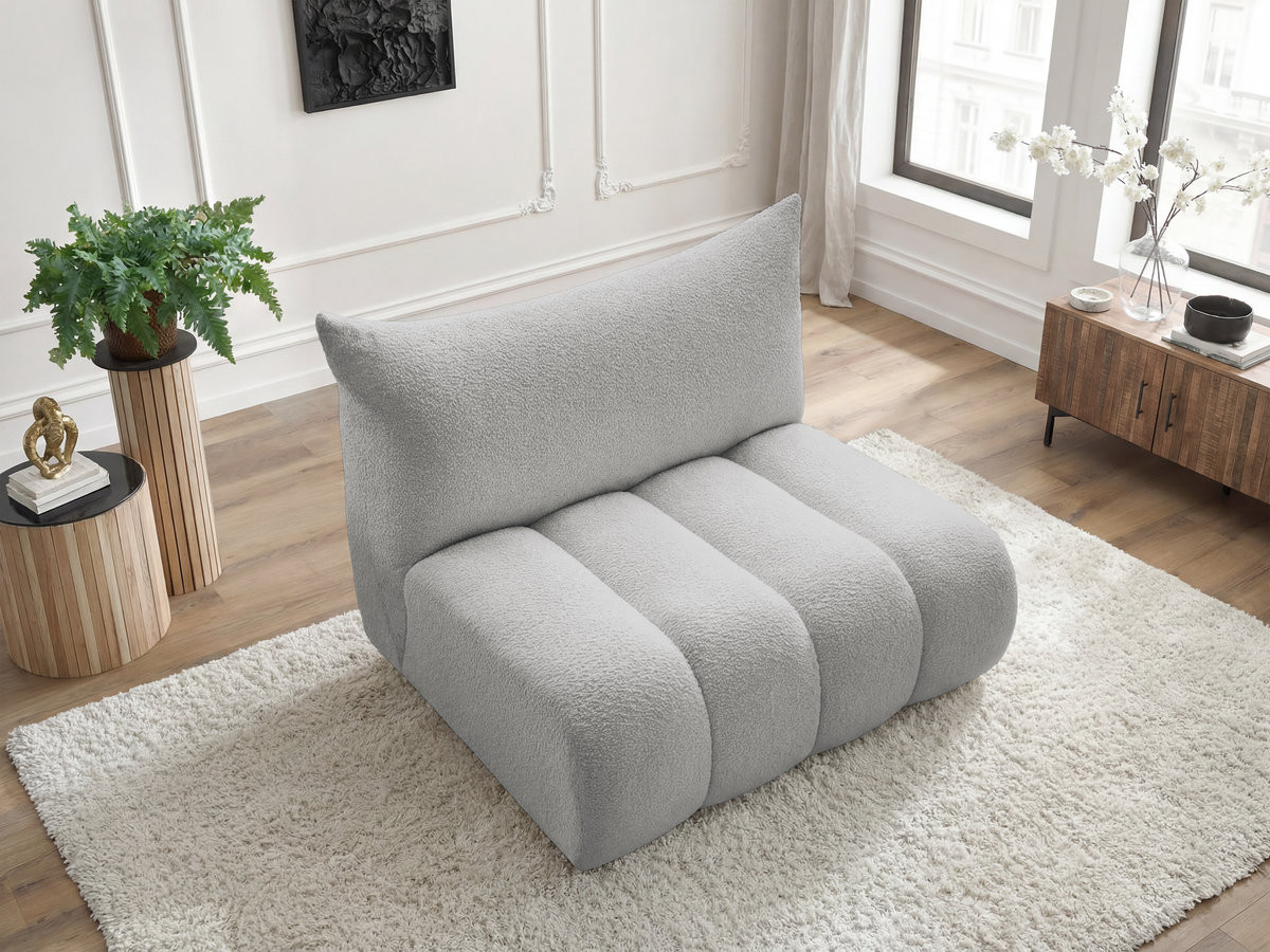 Bobochic Azra Sofamodul 2-Sitzer 120 × 112 cm Bouclé-Stoff Hellgrau