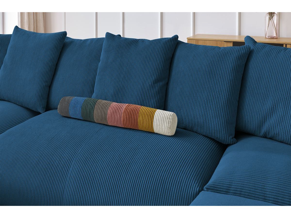 Bobochic Voltaire Wohnlandschaft mit Pouf 356 × 214 cm Cordsamt Dunkelblau Ecke links