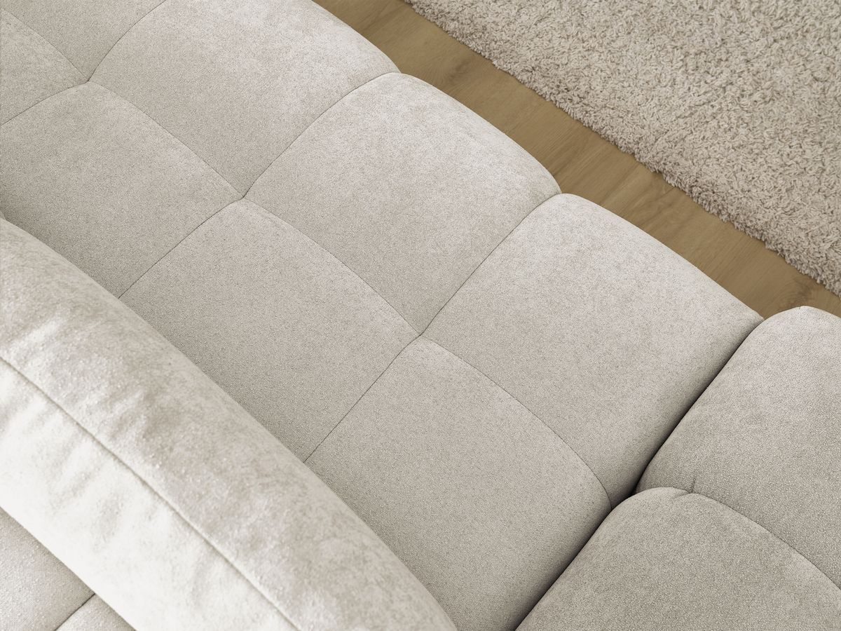 Bobochic Everest Ecksofa mit Schlaffunktion und Bettkasten 318 × 180 cm, 3 Kissen Strukturstoff Beige Ecke rechts