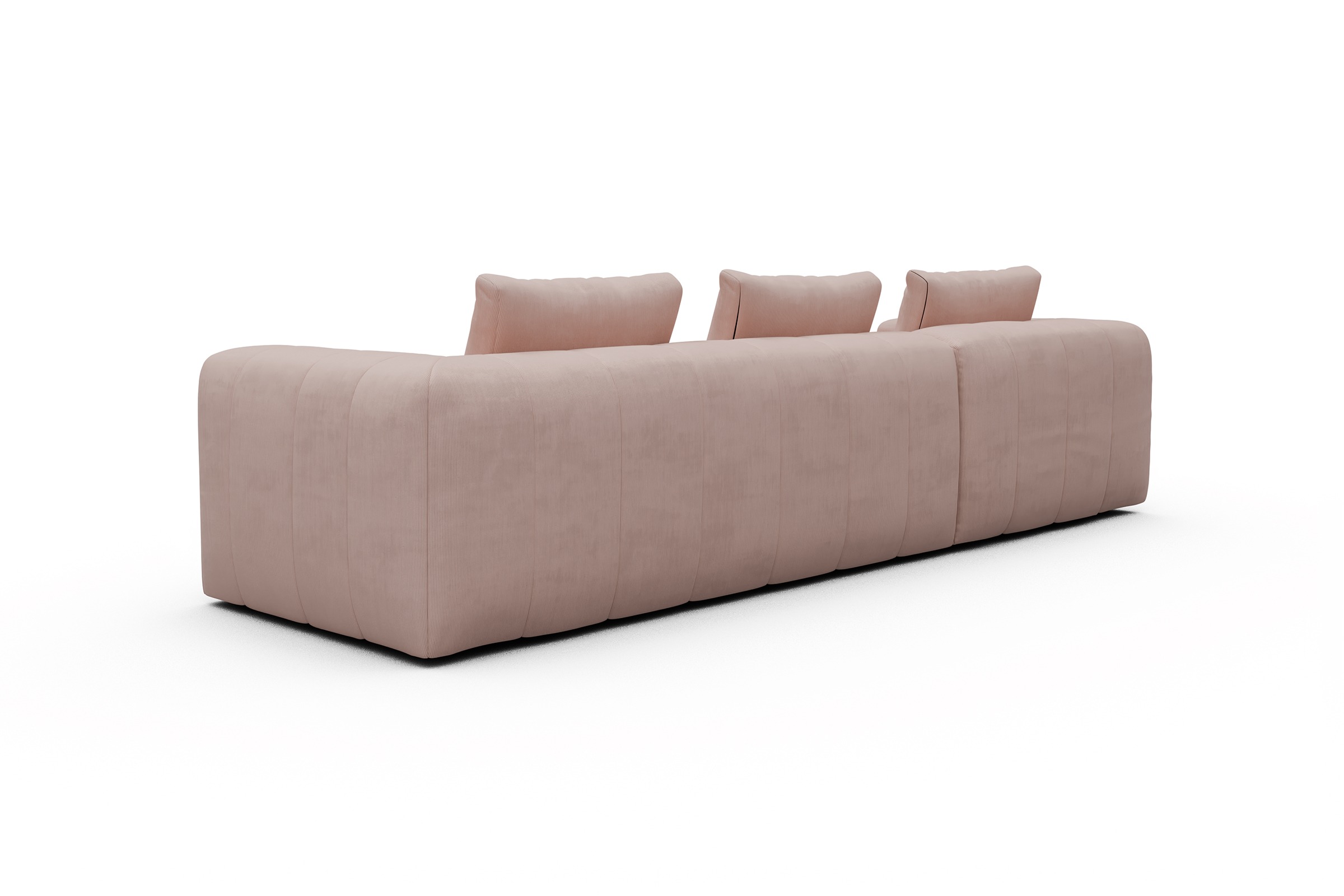 Ecksofa Hugo 2,5-Sitzer Armlehne rechts mit Chaiselongue Cordufine-Blush