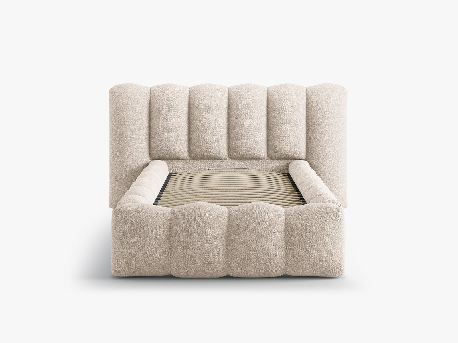 Micadoni Stauraumbett mit Kopfteil Lupine Boucle Baloo Beige