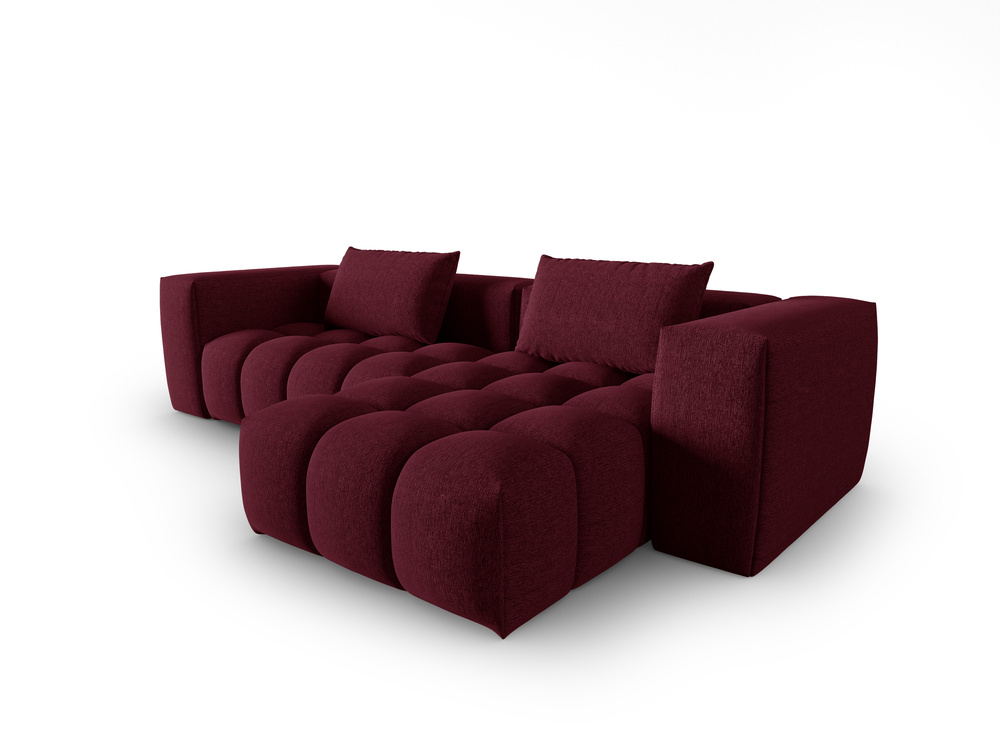 Cosmopolitan Design Ecksofa Verona 3-Sitzer Strukturierter Stoff Sorella Burgundfarben Rechts
