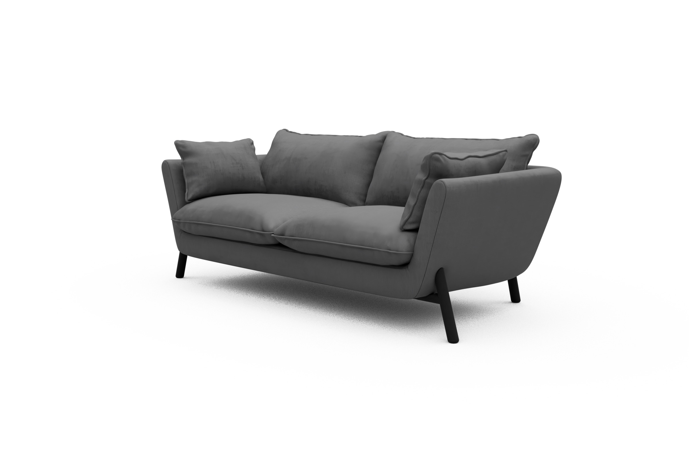 Sofa Emil PREMIUM 2-Sitzer Beinfarbe Eiche Schwarz Cordufine-Grey