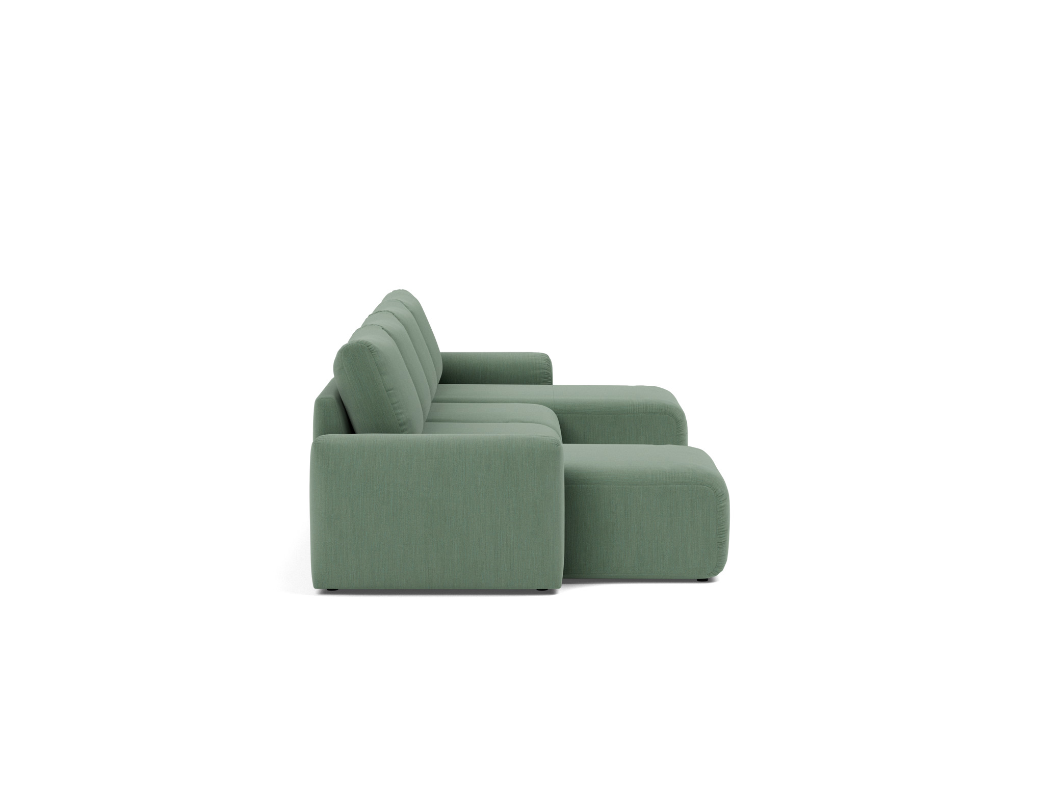Schlafsofa Norum U-Form mit Chunky-Armlehnen Flachgewebe Elegance 518-Green