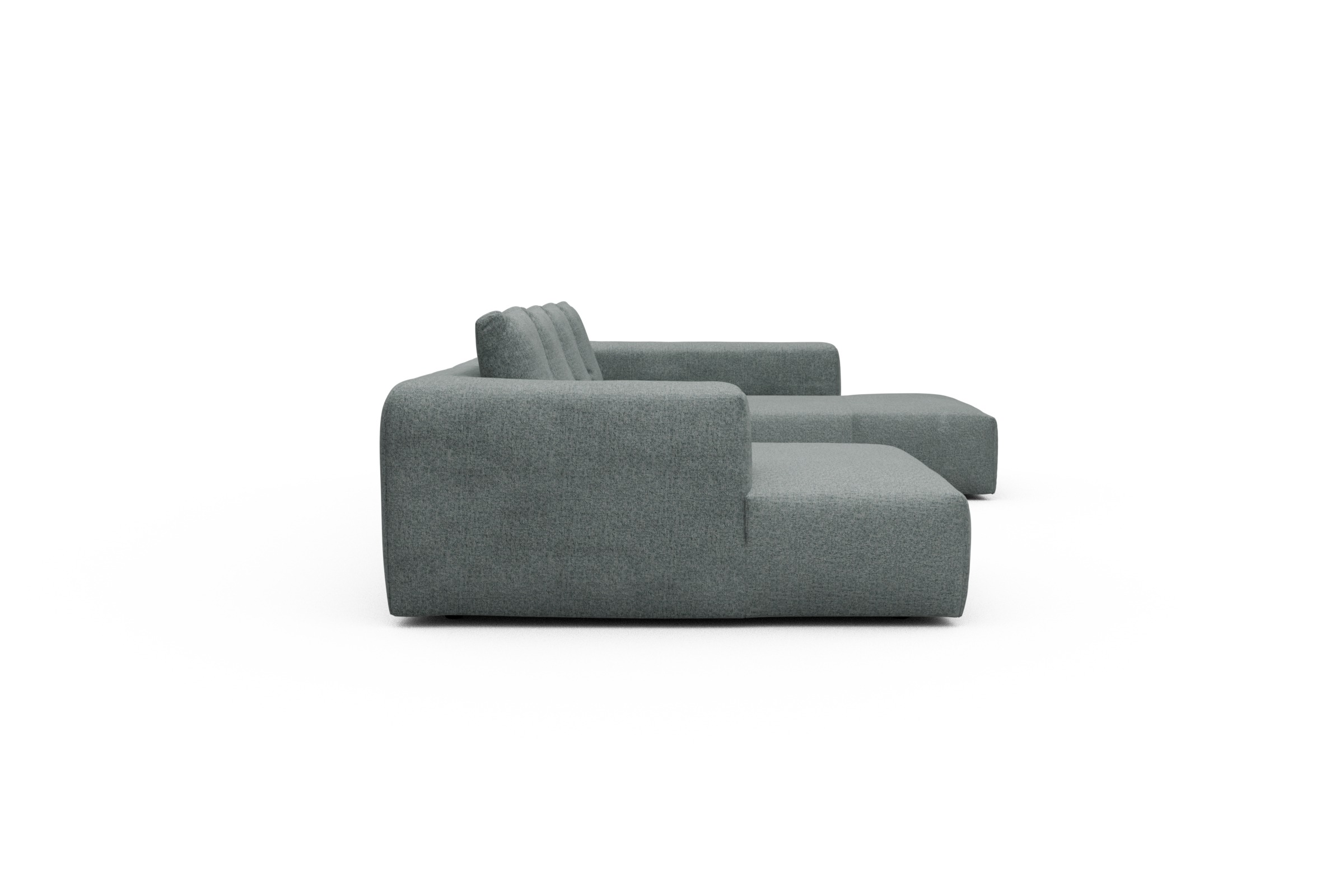 Wohnlandschaft Fred Relax-Ecke rechts mit 2-Sitzer und Chaiselongue links Casone-Light-Mixed-Green